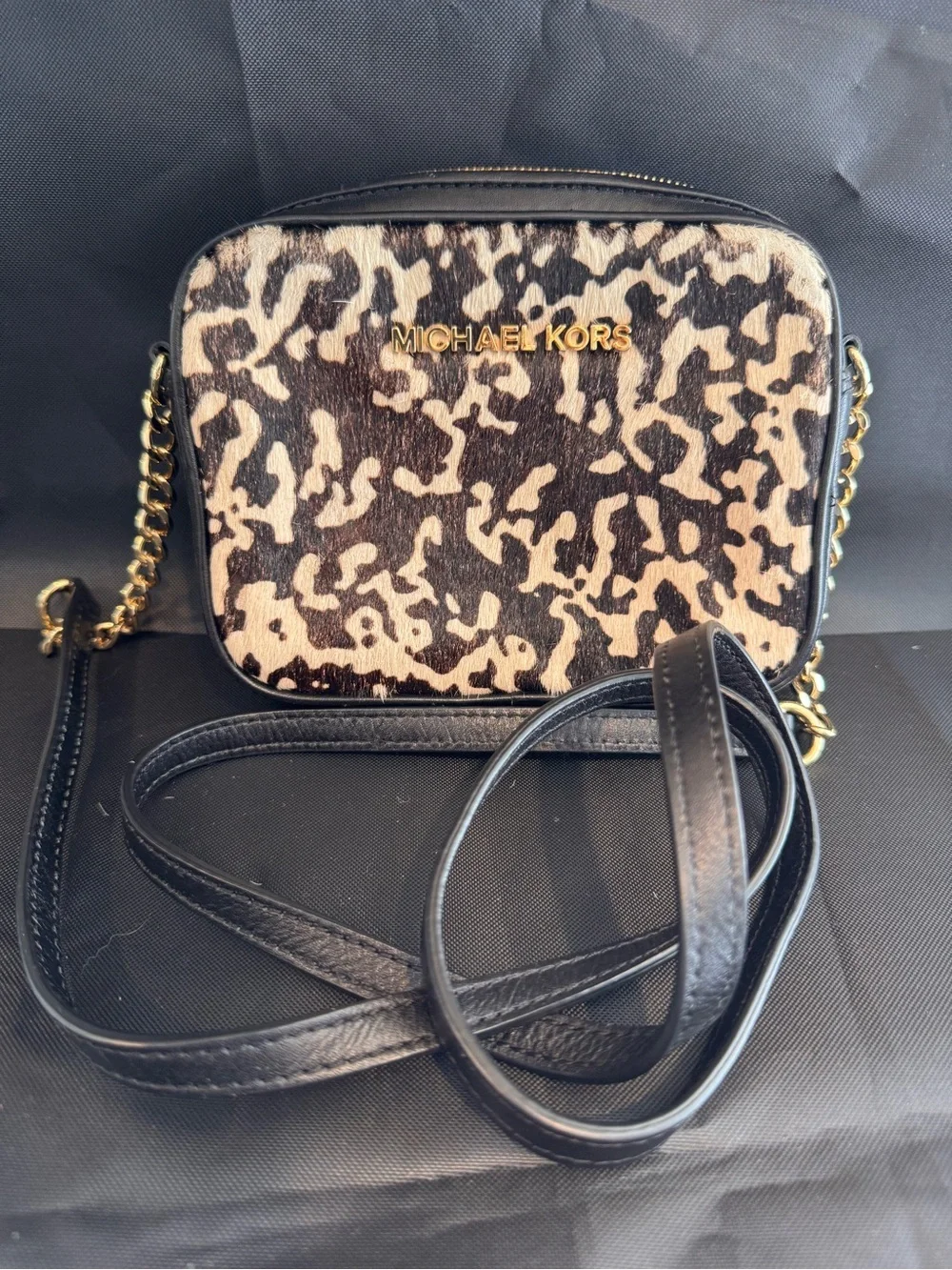 Michael Kors Jet Set Medium Leopard & Calf Hair Crossbody Bag